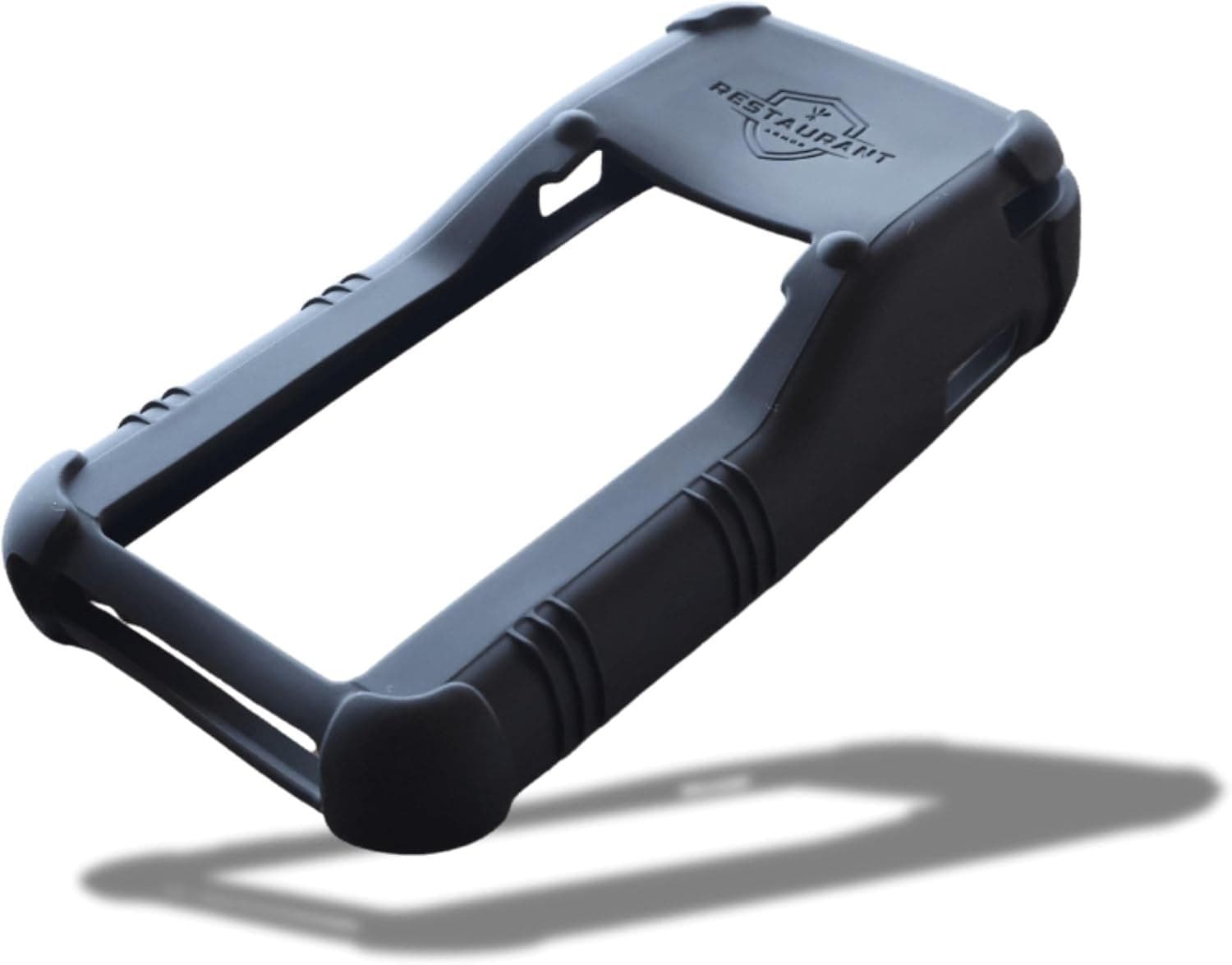 Matte black silicone case for the Toast Go 2 handheld POS, front view