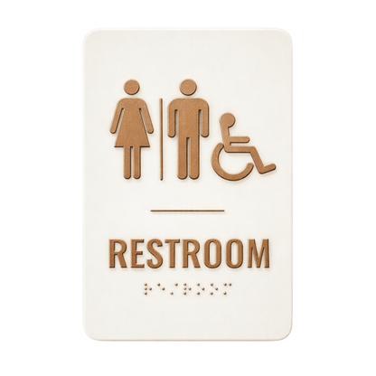 Restroom Sign | ADA Compliant Restroom Signage (Beige/Brown Unisex)