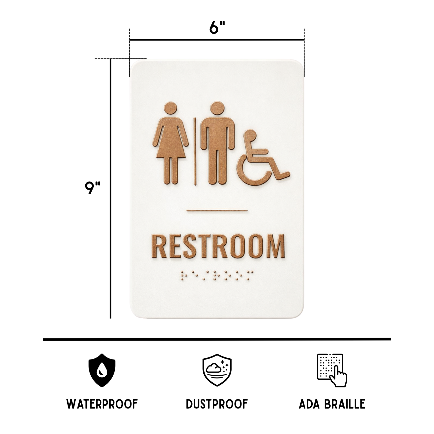 Restroom Sign | ADA Compliant Restroom Signage (Beige/Brown Unisex)