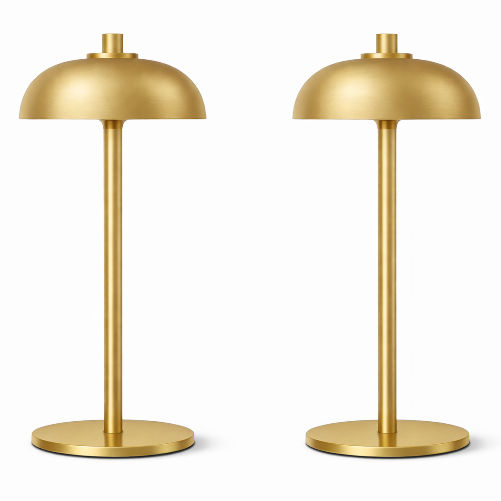 Rechargeable Table Lamp | USB-C Battery-Powered | 3 Color Dimming | LED Touch Control (2, Regal Gold)