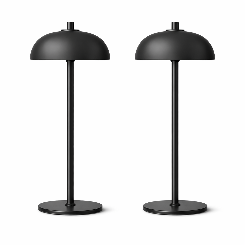 Rechargeable Table Lamp | USB-C Battery-Powered | 3 Color Dimming | LED Touch Control (2, Matte Black)